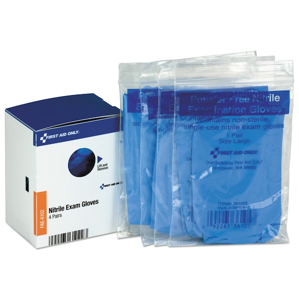 First Aid Only Refill for SmartCompliance General Business Cabinet, Nitrile Exam Gloves, PK4, 4PK FAE-6102 - main